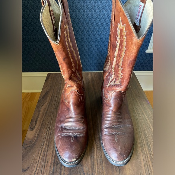 Men’s Rudel Cowboy Boots Vintage Size 29.5 11.5 Brown Western Outdoors Leather - Picture 4 of 12